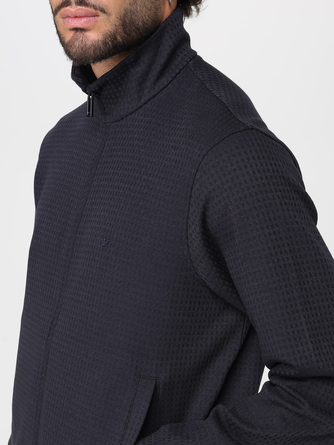 EMPORIO ARMANI FELPA: Felpa basic Emporio Armani in misto cotone , Blue - Img 4