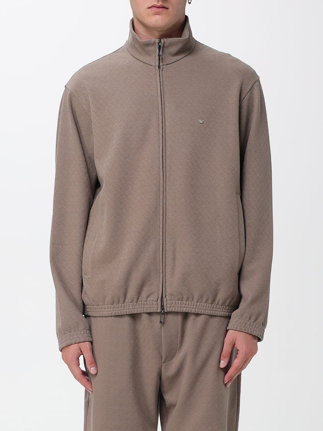 EMPORIO ARMANI FELPA: Felpa basic Emporio Armani in misto cotone , Marrone - Img 1