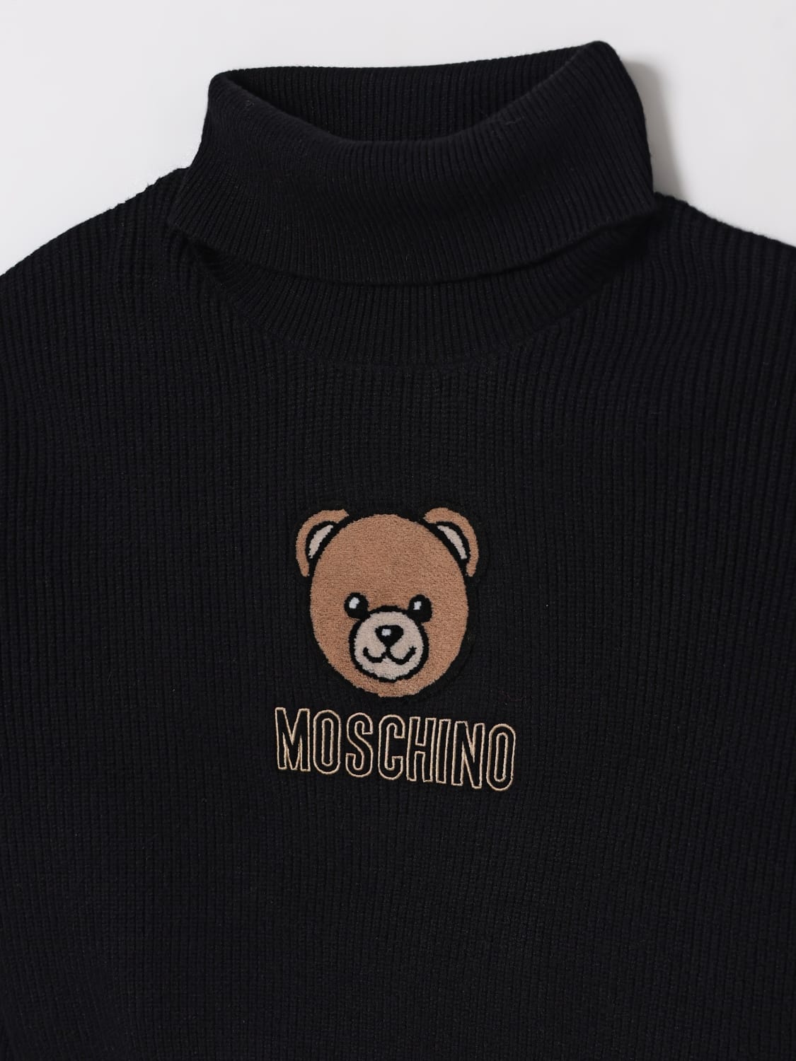 MOSCHINO MAGLIA: Maglione a dolcevita Teddy Moschino, Nero - Img 3