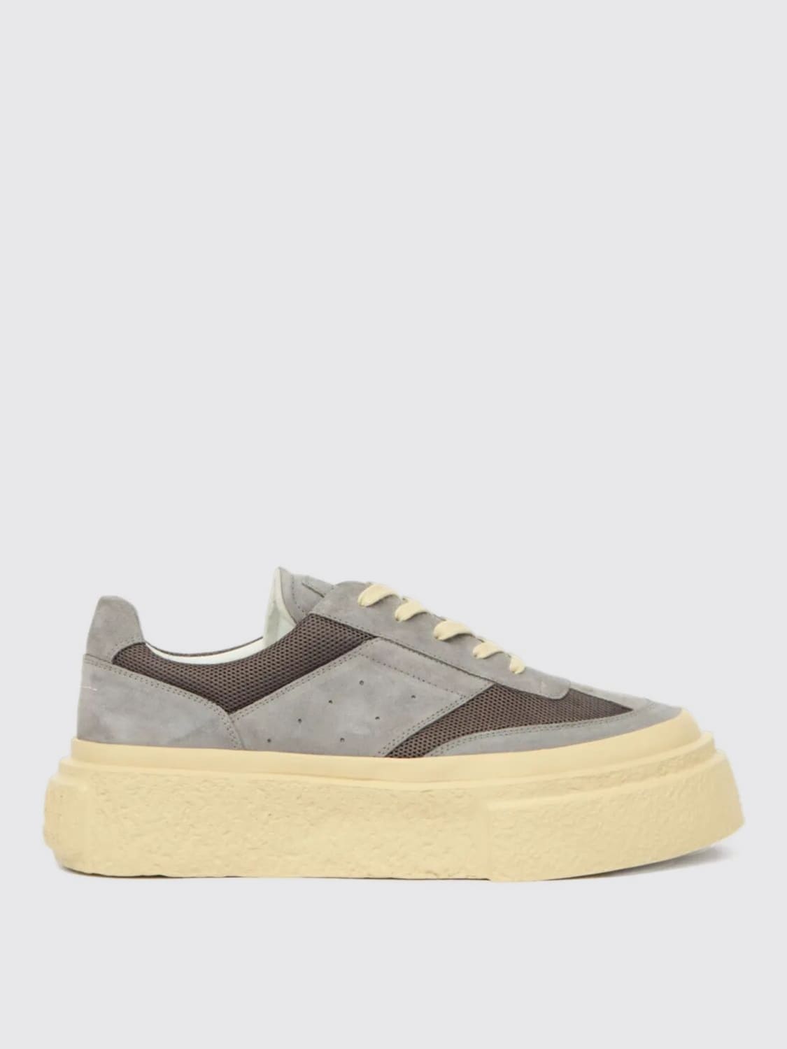 MM6 MAISON MARGIELA SNEAKERS: Sneakers MM6 Maison Margiela in pelle e mesh , Grigio - Img 1
