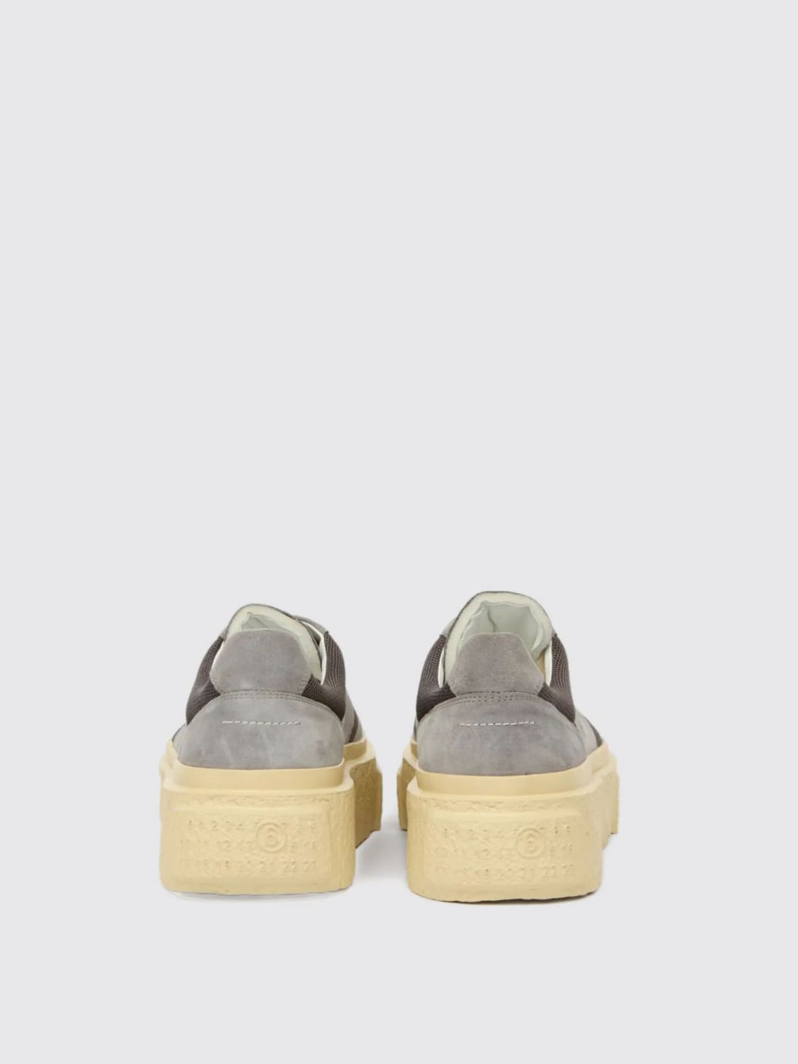 MM6 MAISON MARGIELA SNEAKERS: Sneakers MM6 Maison Margiela in pelle e mesh , Grigio - Img 3
