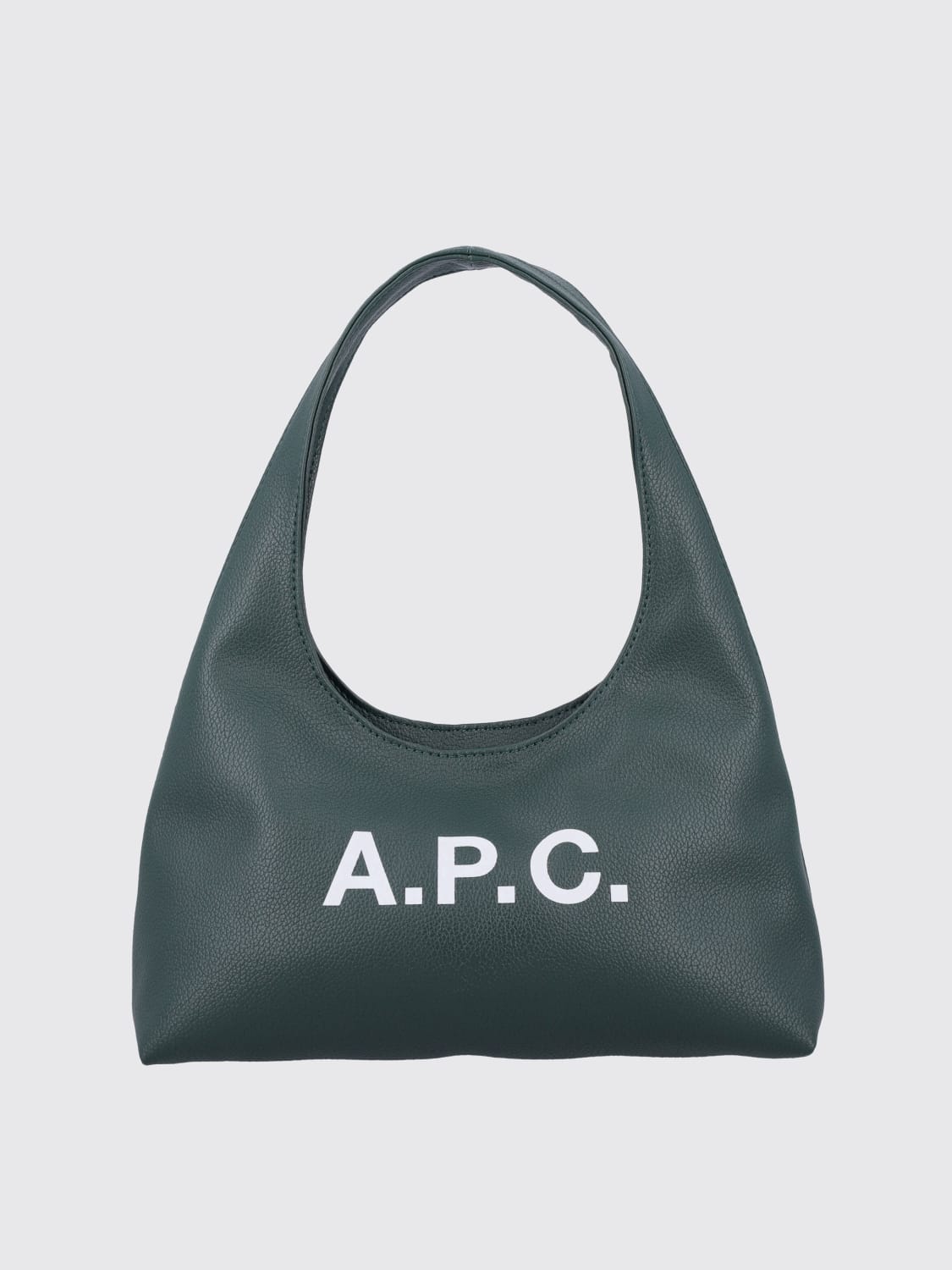 A.P.C. BORSA A SPALLA: Borsa Small Ninon A.P.C. in pelle sintetica a grana , Verde - Img 1