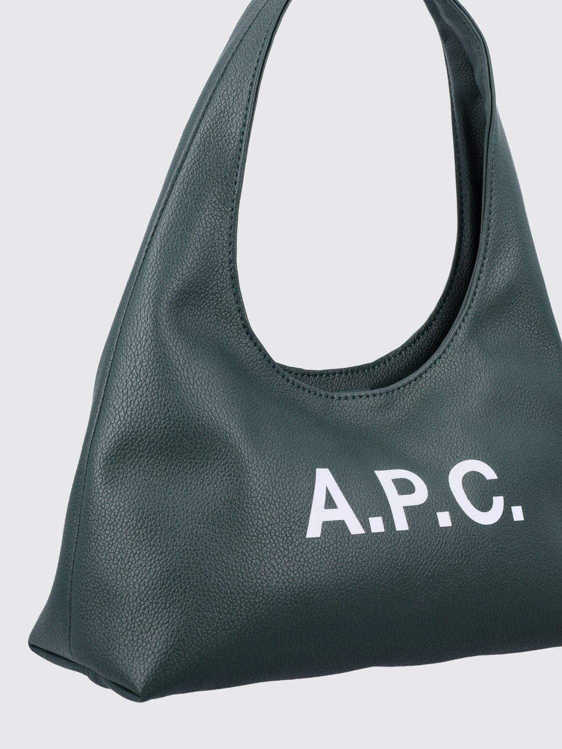 A.P.C. BORSA A SPALLA: Borsa Small Ninon A.P.C. in pelle sintetica a grana , Verde - Img 4