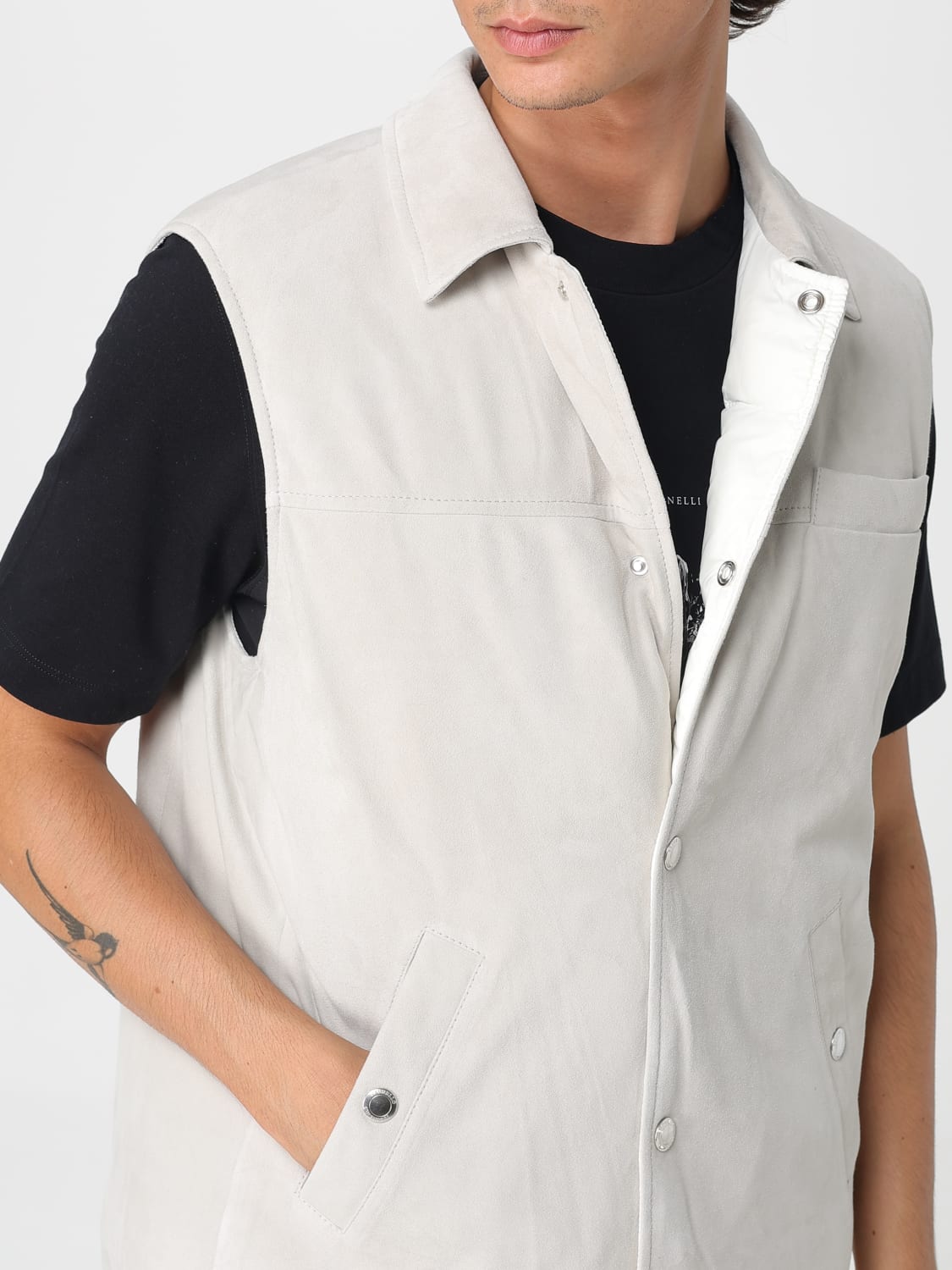 BRUNELLO CUCINELLI SUIT VEST: Jacket men Brunello Cucinelli, Ice - Img 5