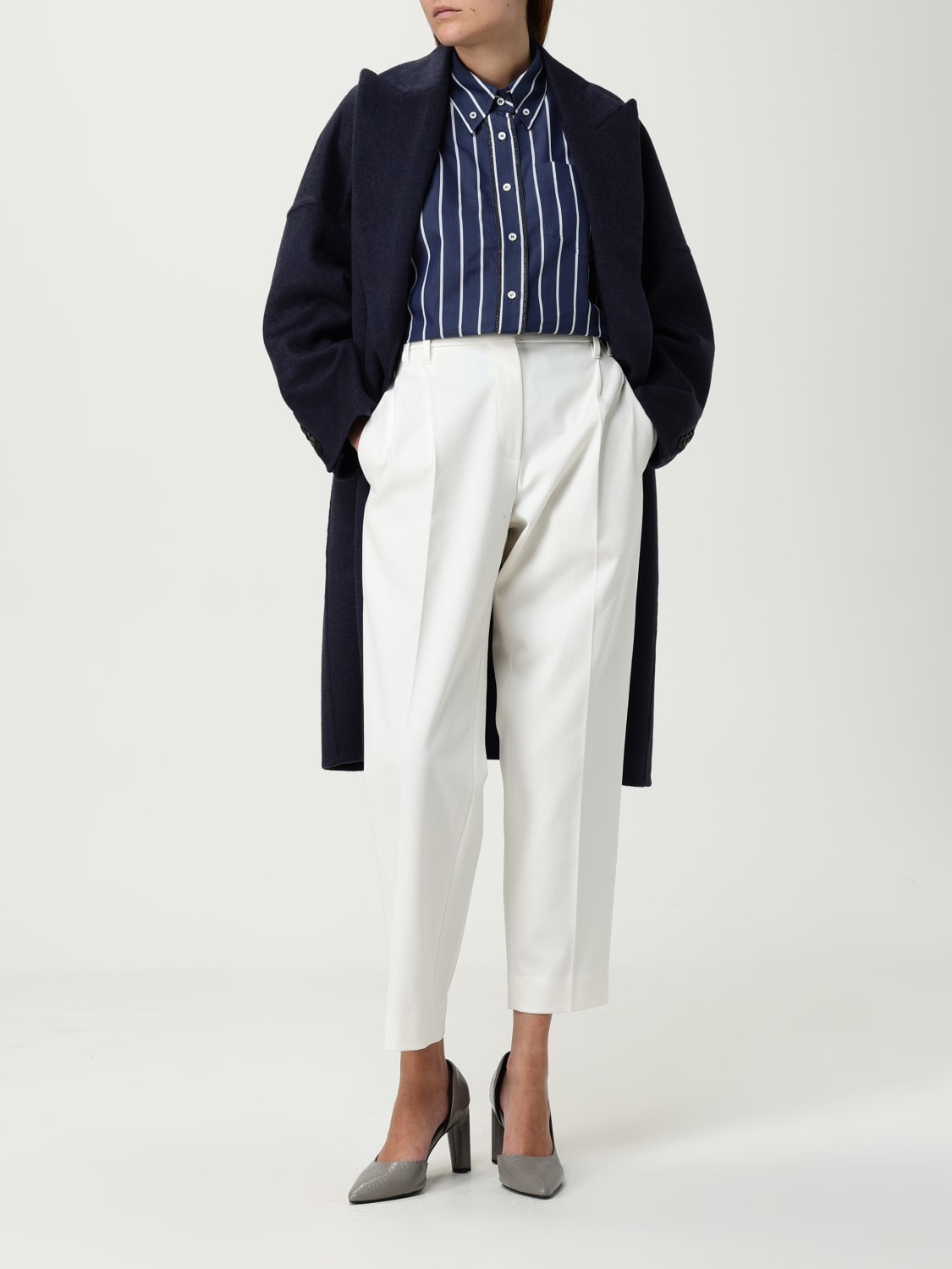 BRUNELLO CUCINELLI CAPPOTTO: Cappotto doppiopetto Brunello Cucinelli in cashmere e lana , Blue - Img 2