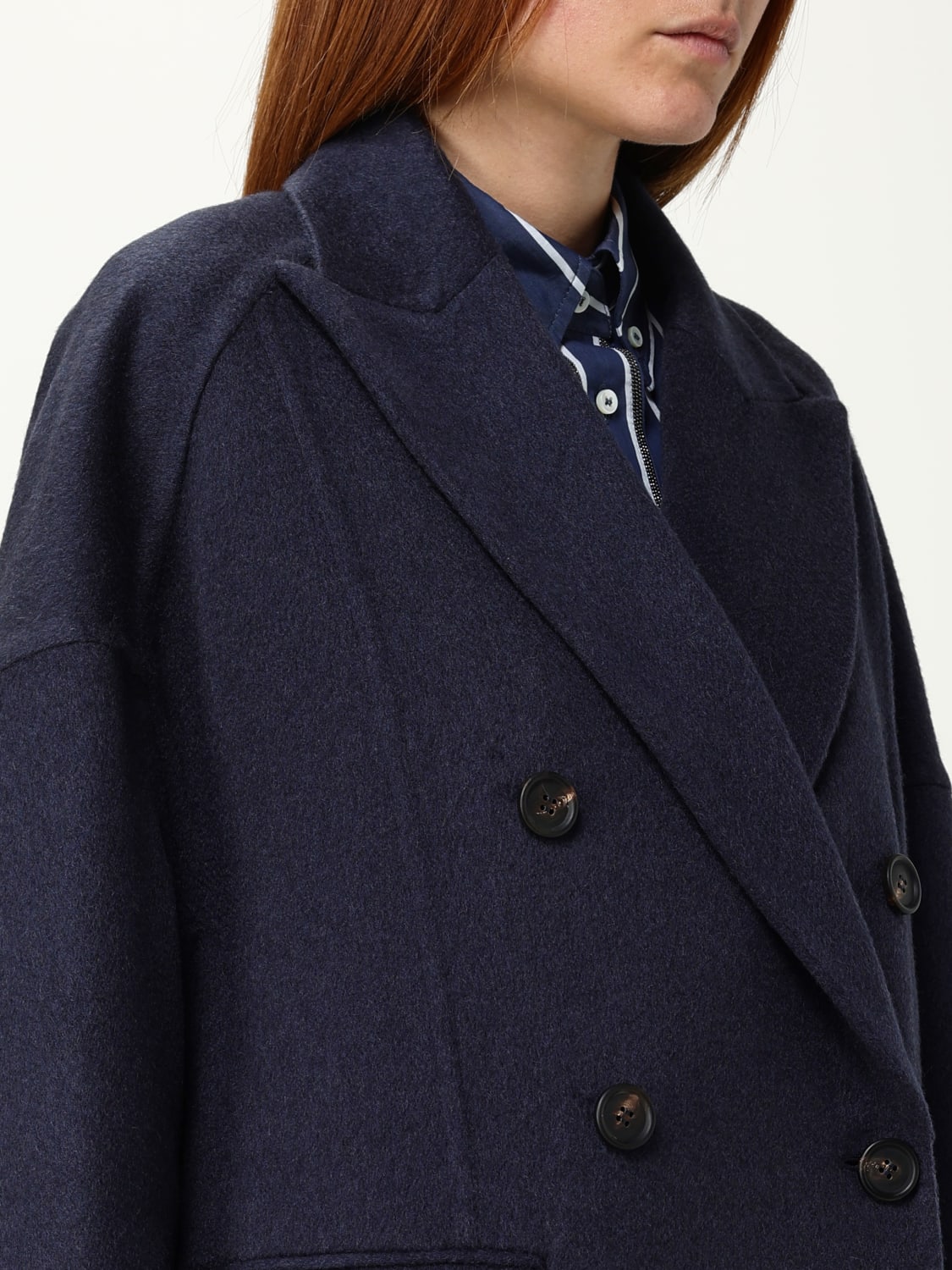 BRUNELLO CUCINELLI CAPPOTTO: Cappotto doppiopetto Brunello Cucinelli in cashmere e lana , Blue - Img 5