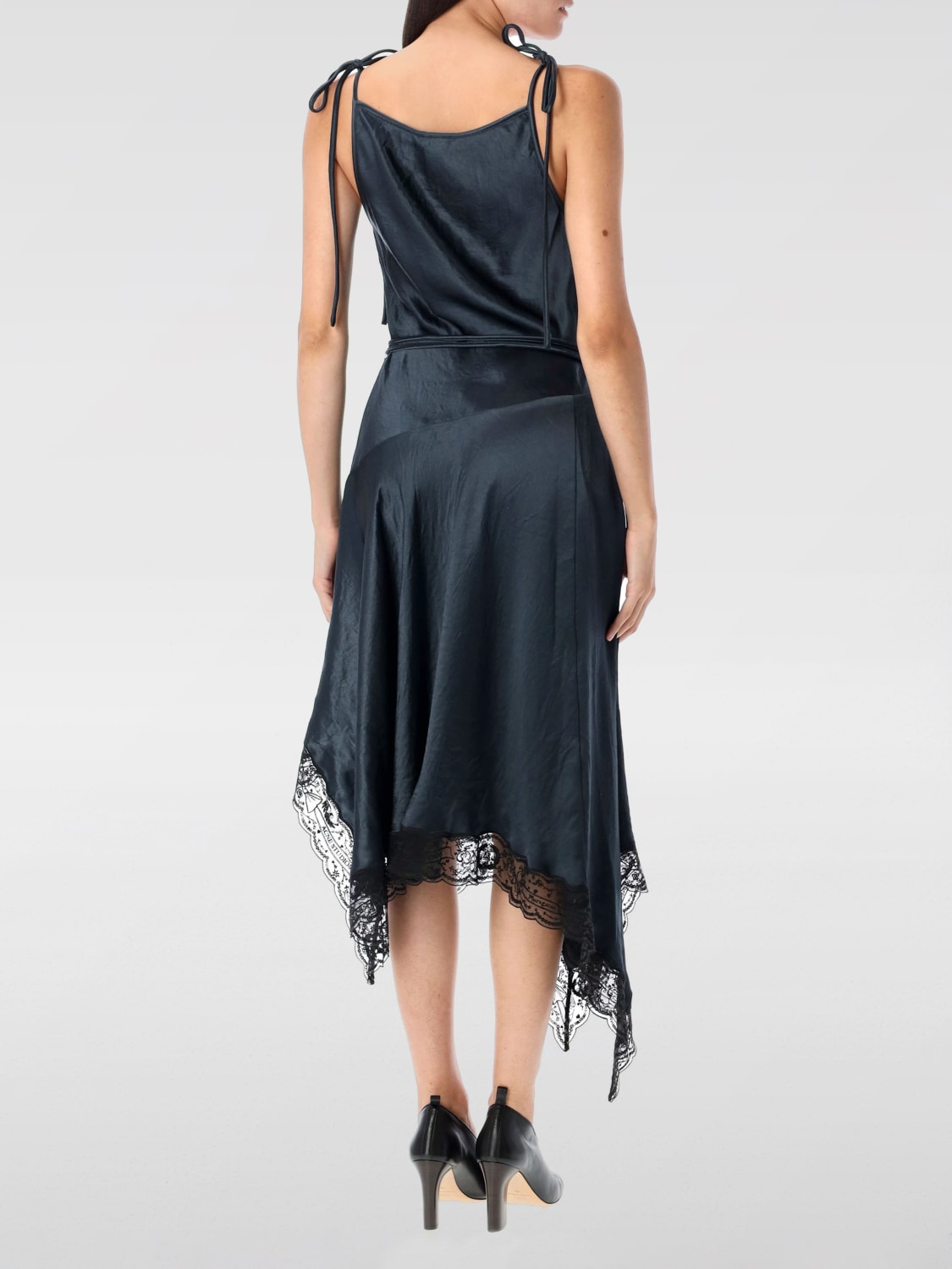 ACNE STUDIOS ABITO: Abito Acne Studios in raso e pizzo , Petrolio - Img 2