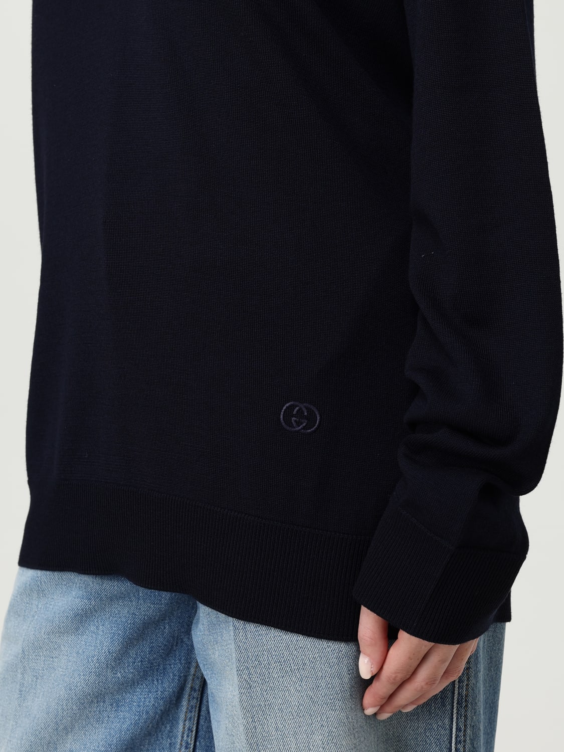 GUCCI POLO: Polo basic GG Gucci in lana, Blue Navy - Img 5