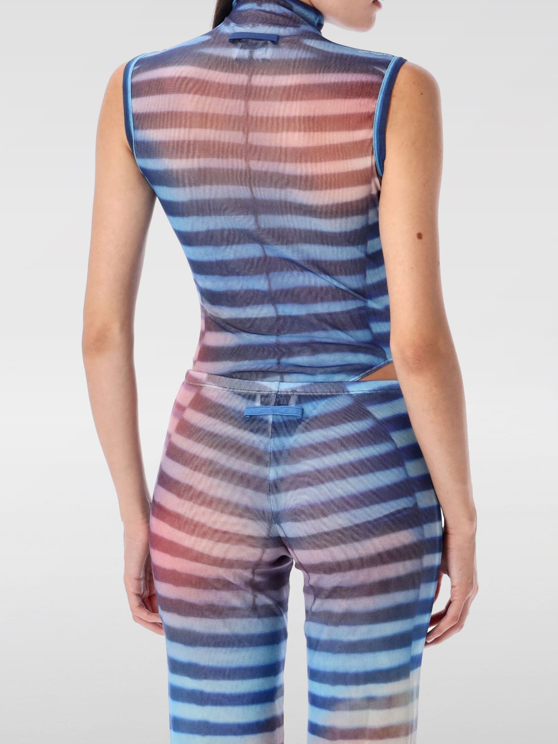 JEAN PAUL GAULTIER TOP: Top Jean Paul Gaultier in jersey a righe , Blue - Img 2