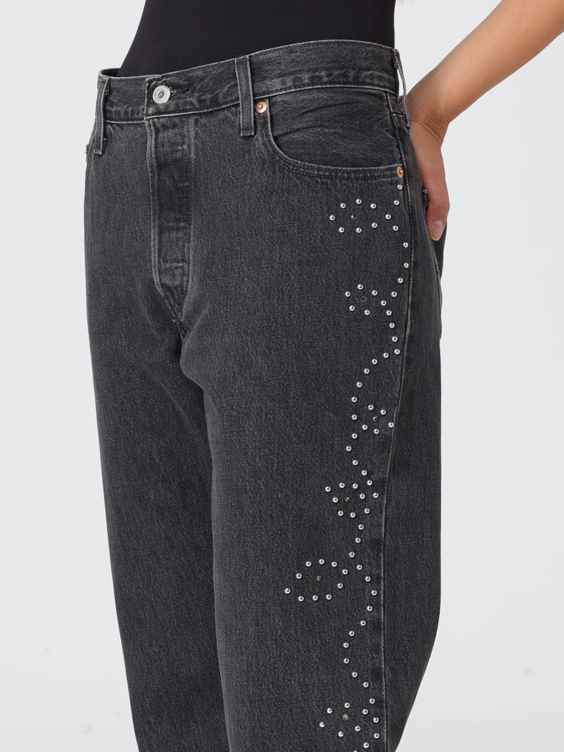 LEVI'S JEANS: Jeans 501® Levi's in denim con strass , Nero - Img 3