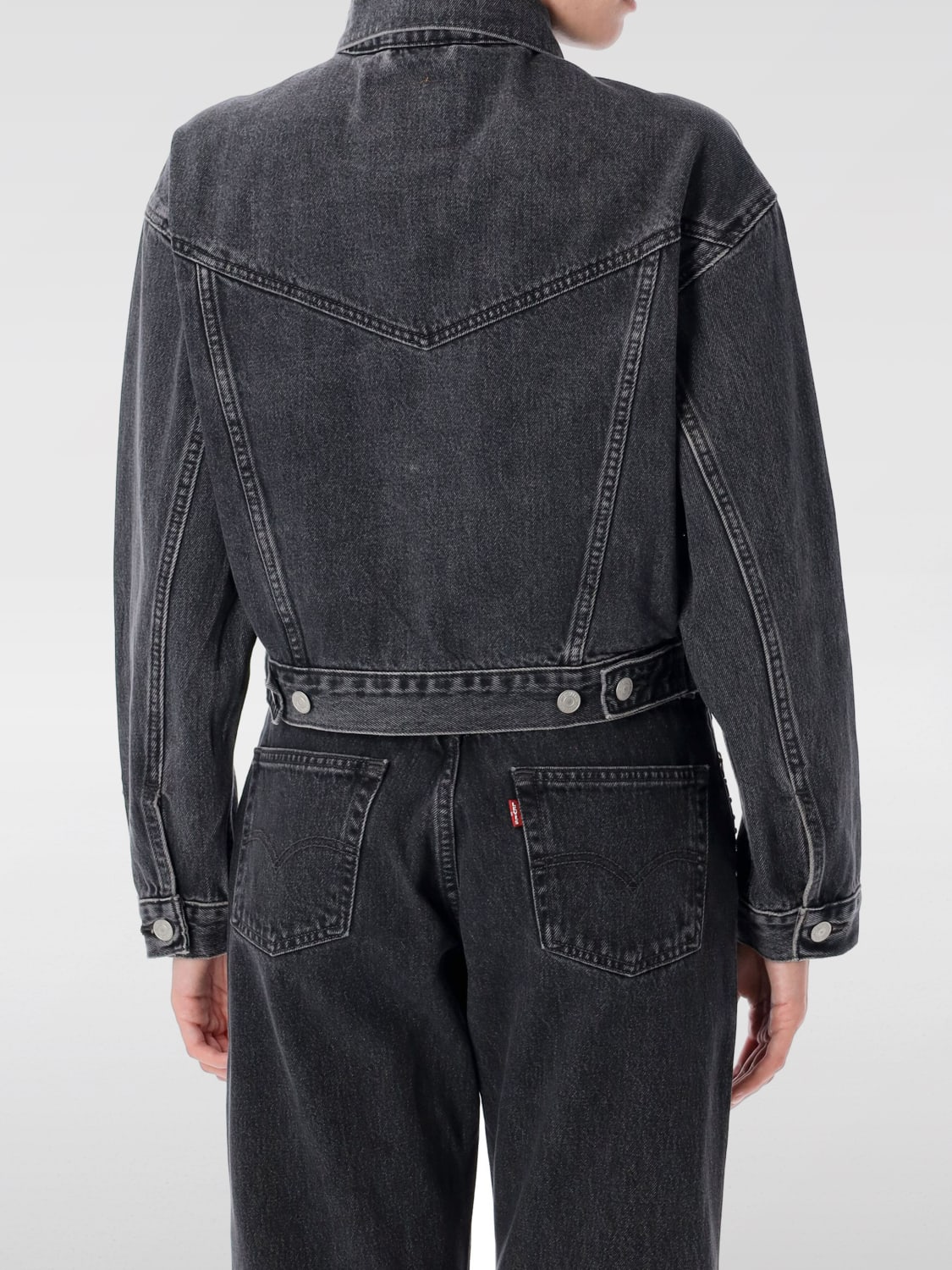 LEVI'S GIACCA: Giubbotto Levi's in denim con strass , Nero - Img 2