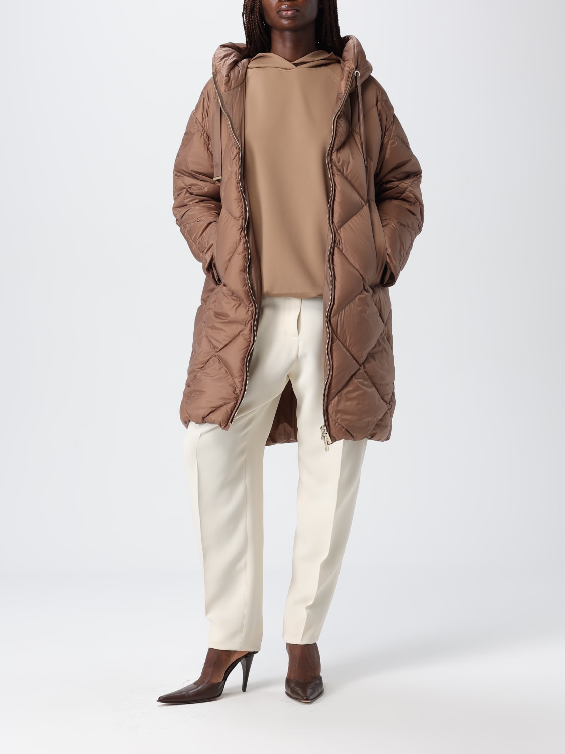 MAX MARA FELPA: Felpa con cappuccio Max Mara in misto cotone , Marrone - Img 2