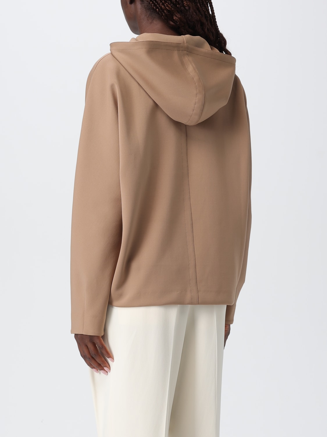 MAX MARA FELPA: Felpa con cappuccio Max Mara in misto cotone , Marrone - Img 3