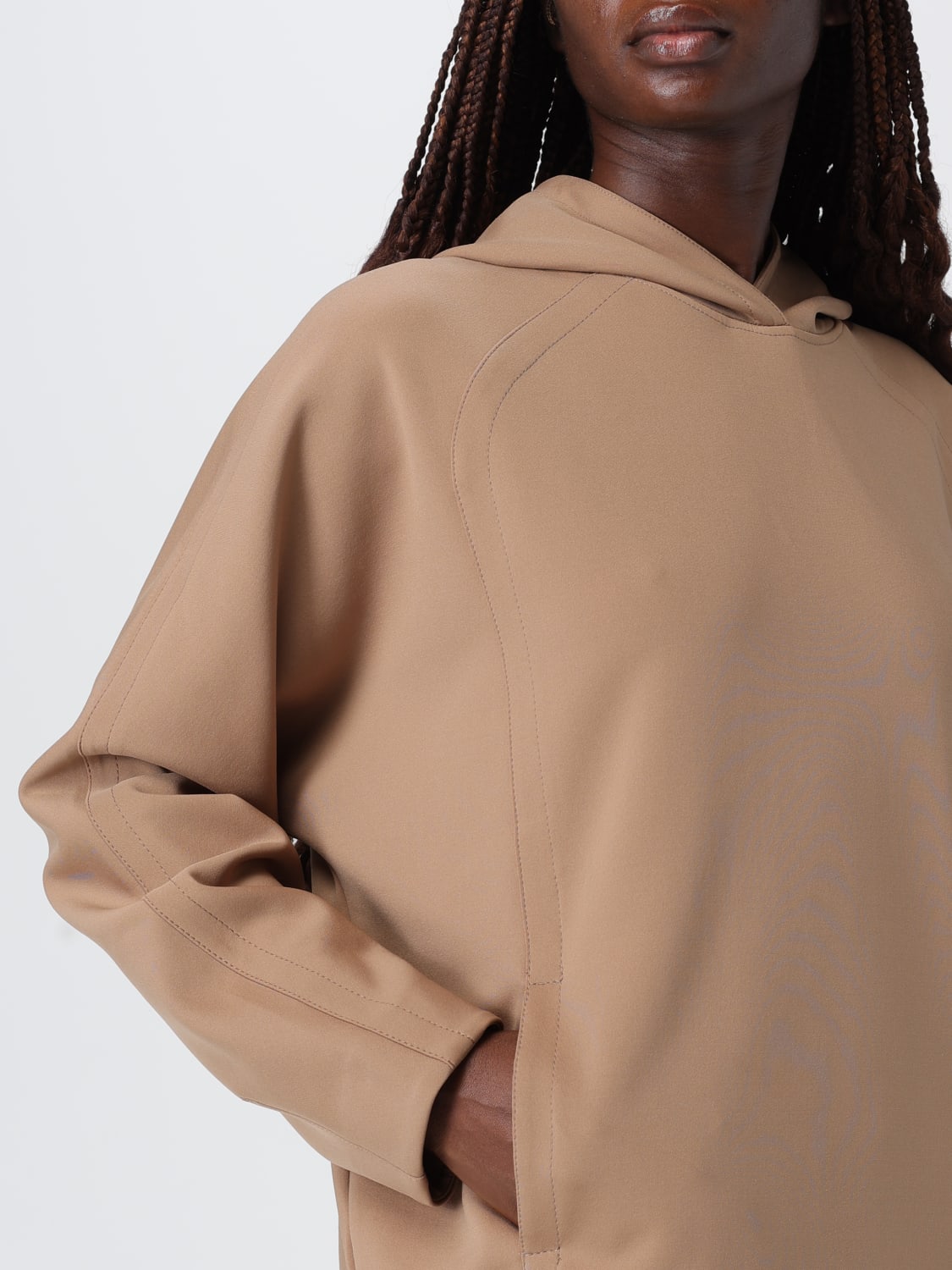 MAX MARA FELPA: Felpa con cappuccio Max Mara in misto cotone , Marrone - Img 5