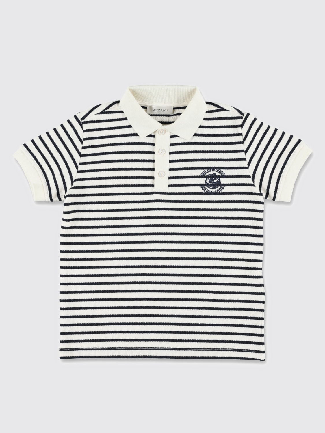 GOLDEN GOOSE POLO SHIRT: T-shirt kids Golden Goose, Striped - Img 1
