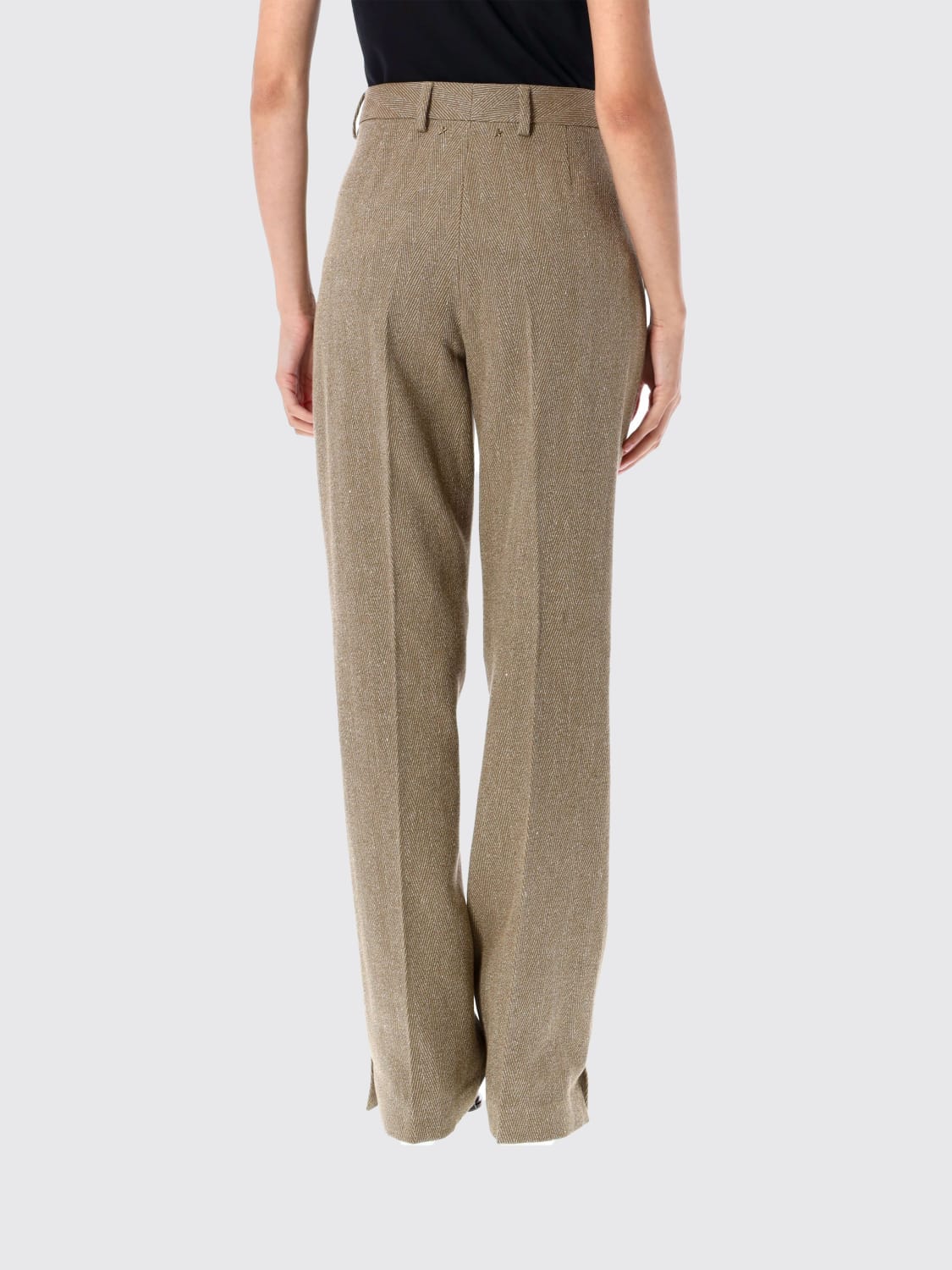 GOLDEN GOOSE PANTALONI: Pantalone classico Golden Goose in lino e cotone chevron , Oro - Img 2