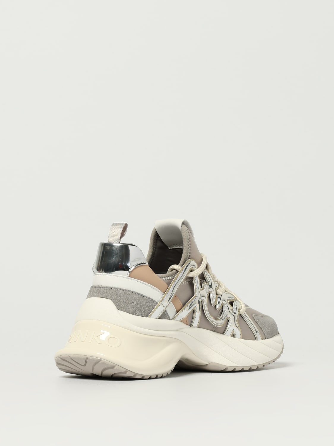 PINKO SNEAKERS: Sneakers Ariel 01 Pinko neoprene e pelle, Grigio - Img 3