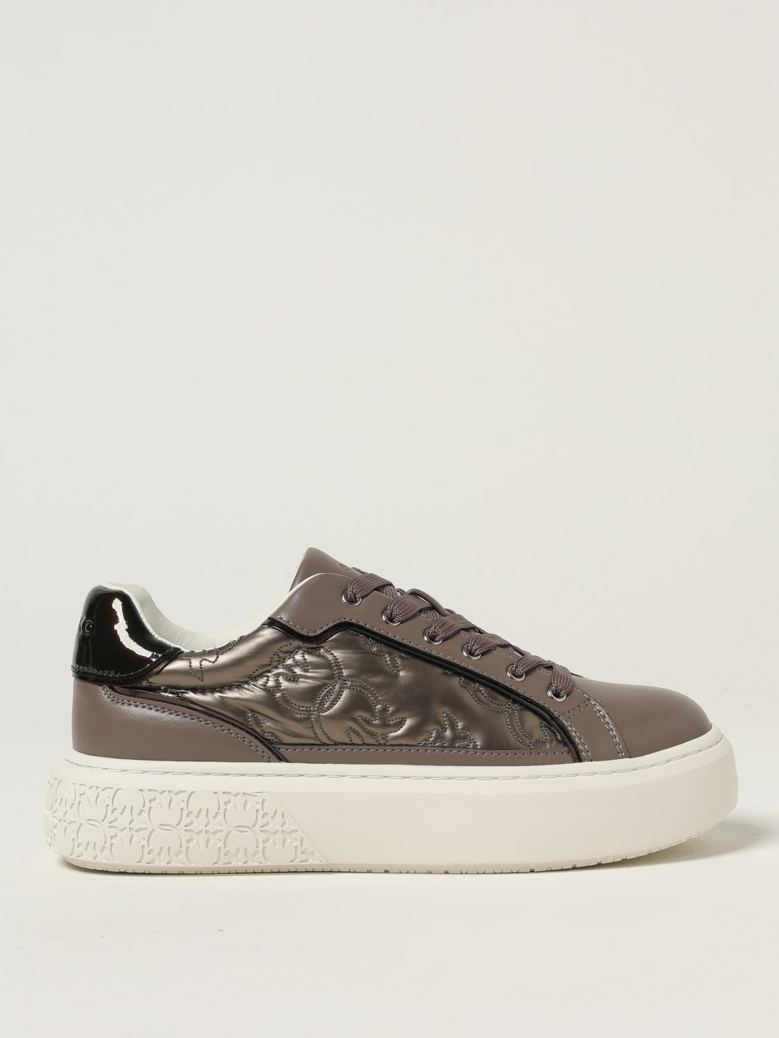 PINKO SNEAKERS: Sneakers Yoko 21 Pinko pelle e nylon , Grigio - Img 1