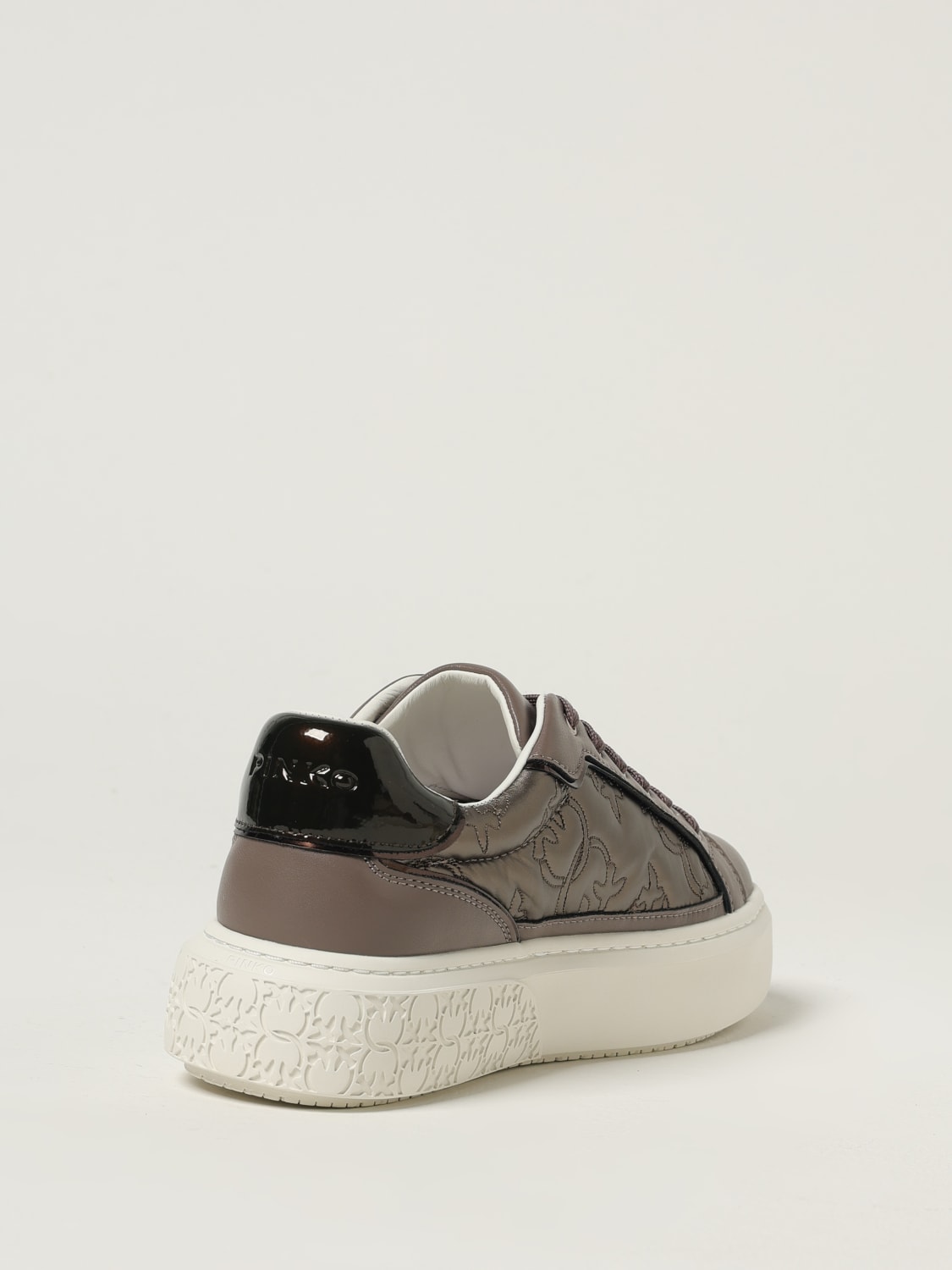 PINKO SNEAKERS: Sneakers Yoko 21 Pinko pelle e nylon , Grigio - Img 3