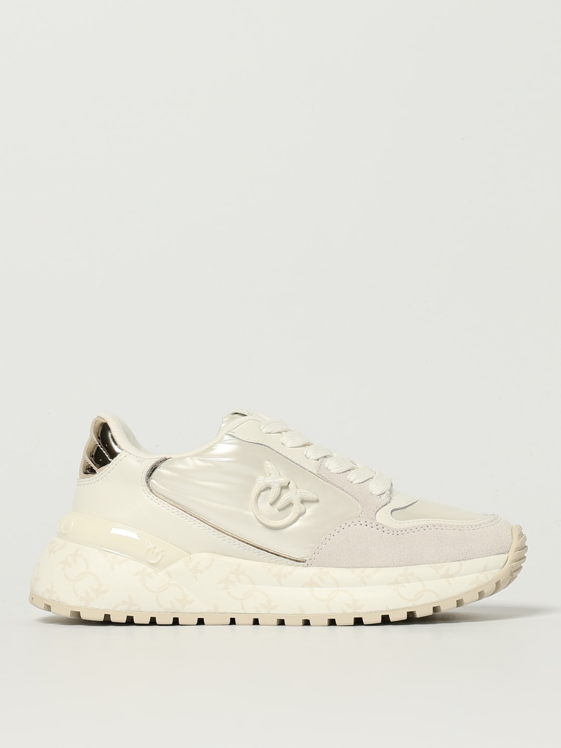 PINKO SNEAKERS: Sneakers Gem 07 Pinko in camoscio e nylon , Bianco - Img 1