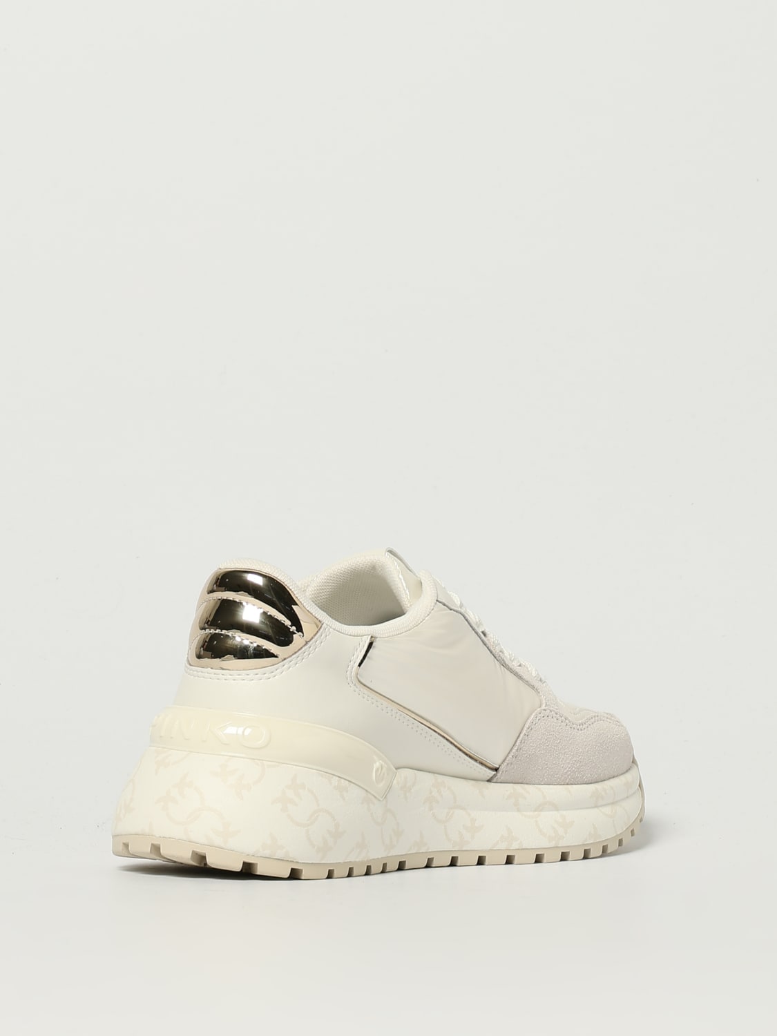 PINKO SNEAKERS: Sneakers Gem 07 Pinko in camoscio e nylon , Bianco - Img 3