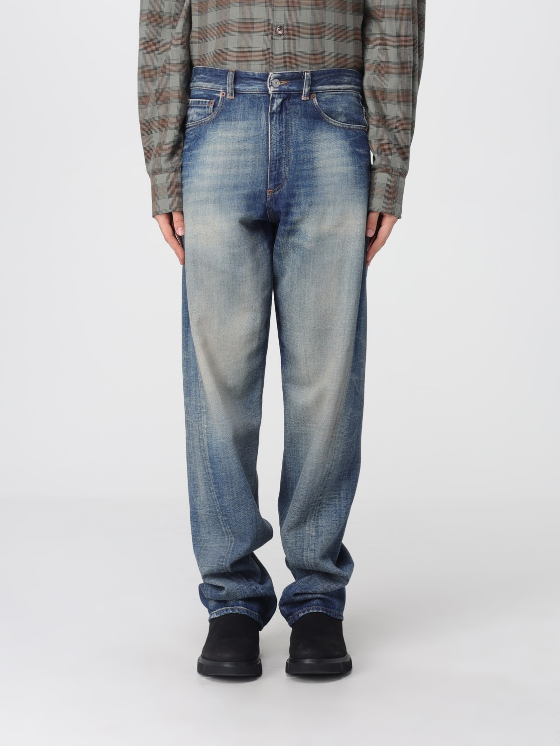 MM6 MAISON MARGIELA JEANS: Jeans a gamba larga MM6 Maison Margiela in denim di cotone , Azzurro - Img 1