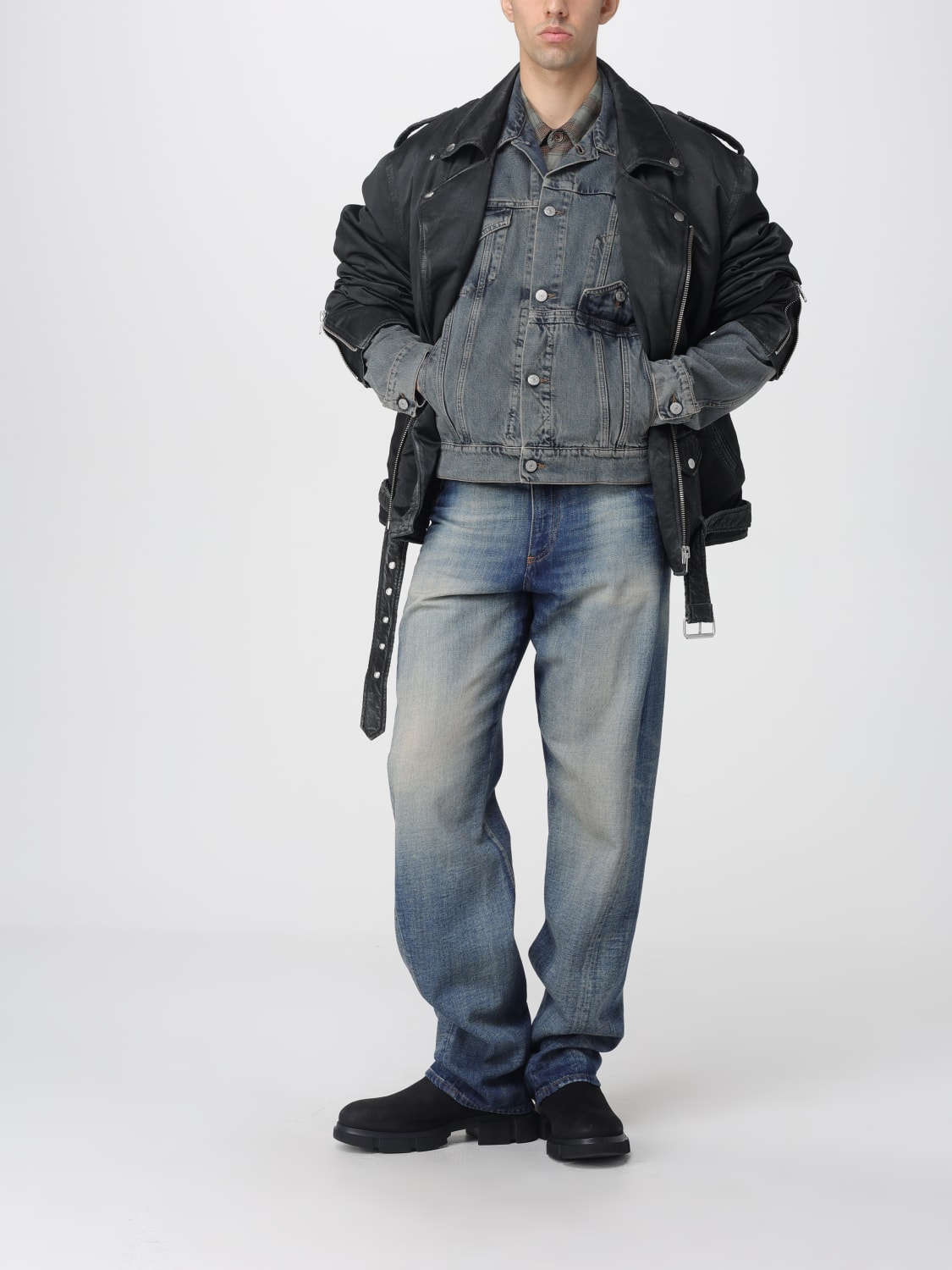 MM6 MAISON MARGIELA JEANS: Jeans a gamba larga MM6 Maison Margiela in denim di cotone , Azzurro - Img 2