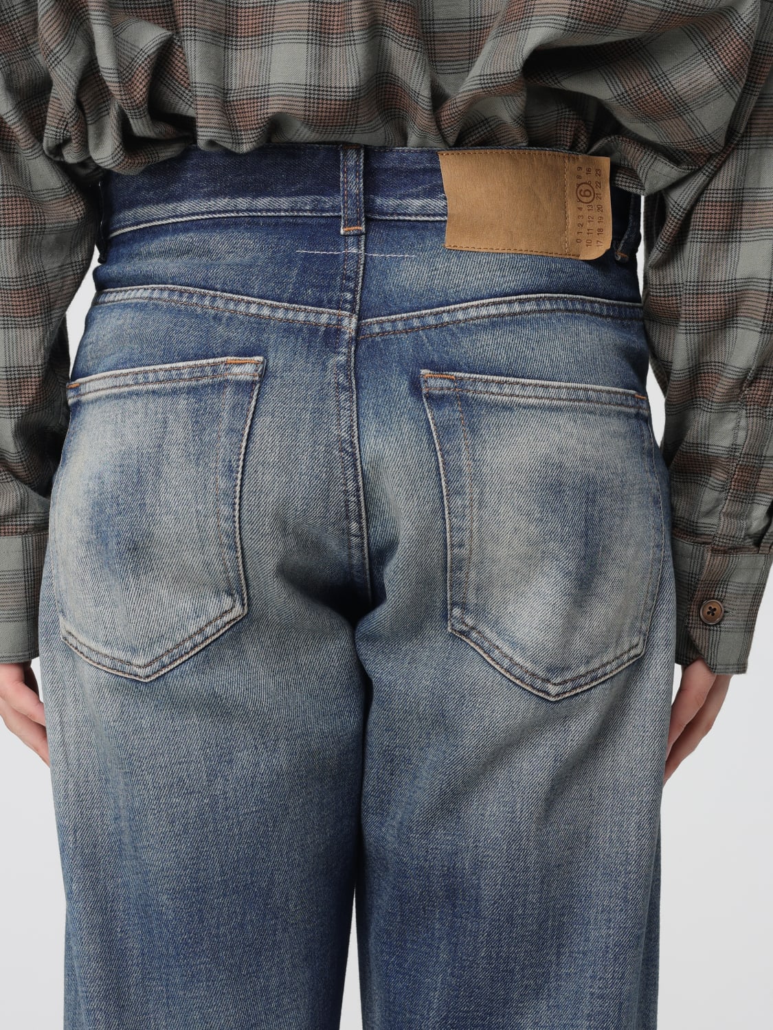 MM6 MAISON MARGIELA JEANS: Jeans a gamba larga MM6 Maison Margiela in denim di cotone , Azzurro - Img 4