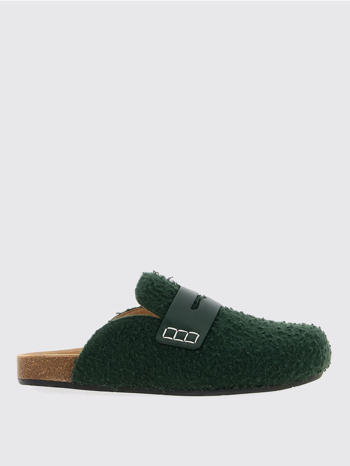 JW ANDERSON SCARPE: Mules JW Anderson in shearling , Verde - Img 1