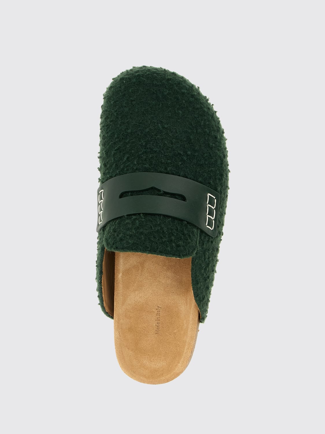 JW ANDERSON SCARPE: Mules JW Anderson in shearling , Verde - Img 4