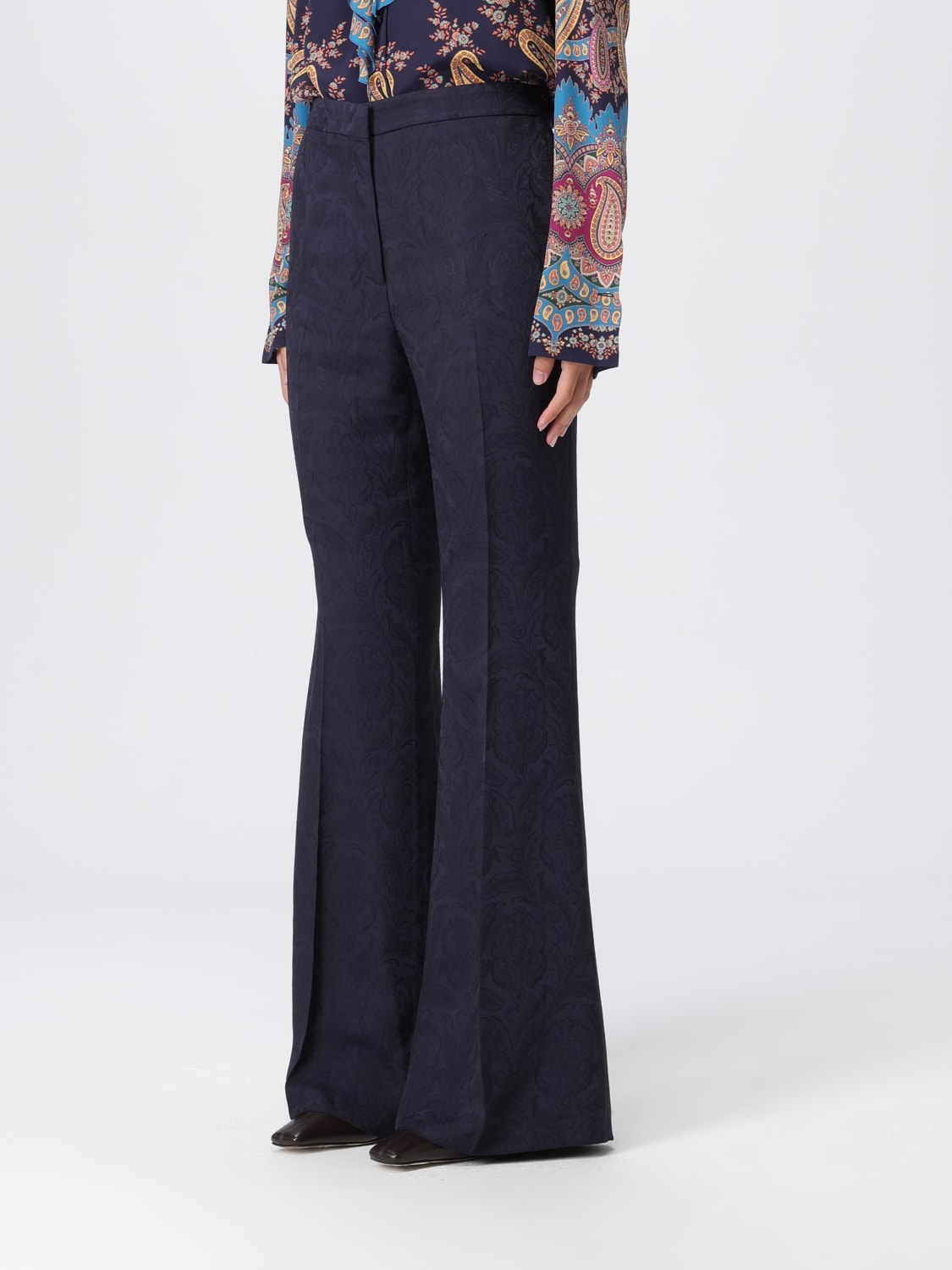 ETRO PANTALONES: Pantalón mujer Etro, Azul Oscuro - Img 4