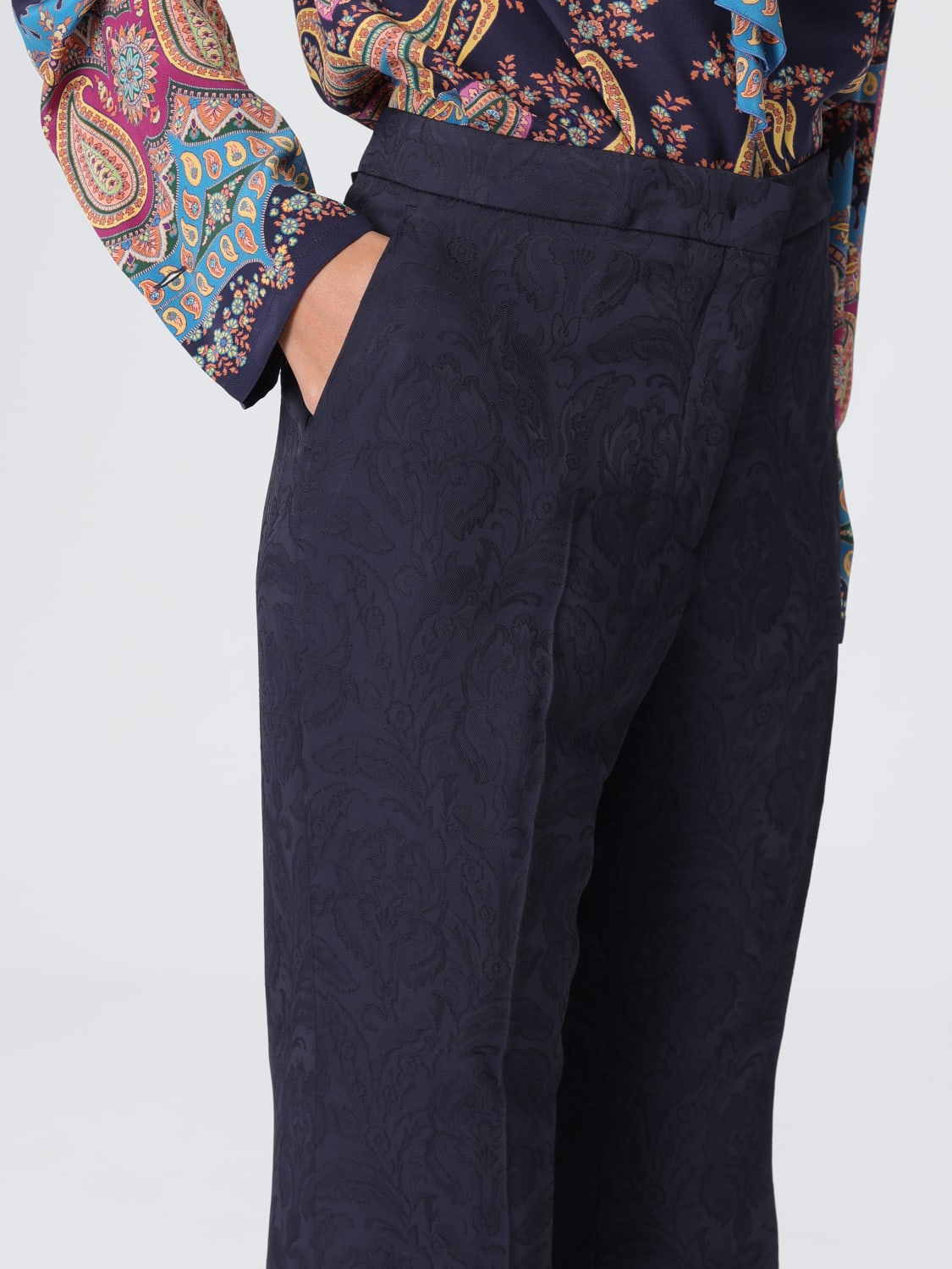 ETRO PANTALONES: Pantalón mujer Etro, Azul Oscuro - Img 5