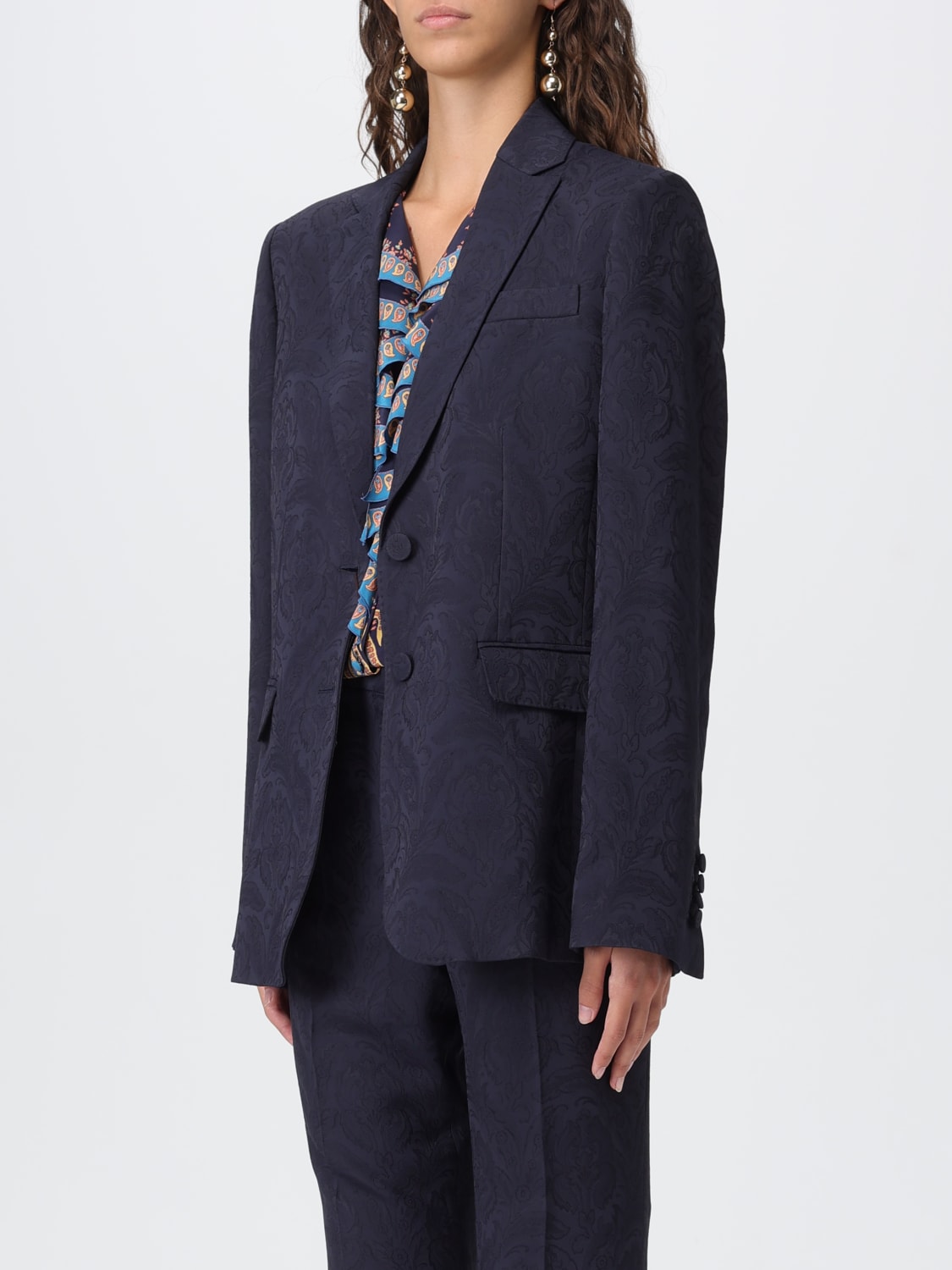 ETRO JACKET: Blazer woman Etro, Blue - Img 4