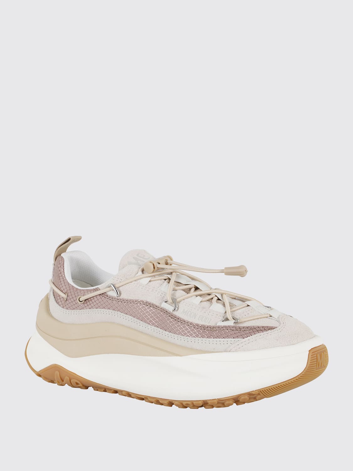 MOON BOOT SNEAKERS: Sneakers Moon247 XLace Moon Boot in camosio e nylon , Bianco - Img 2