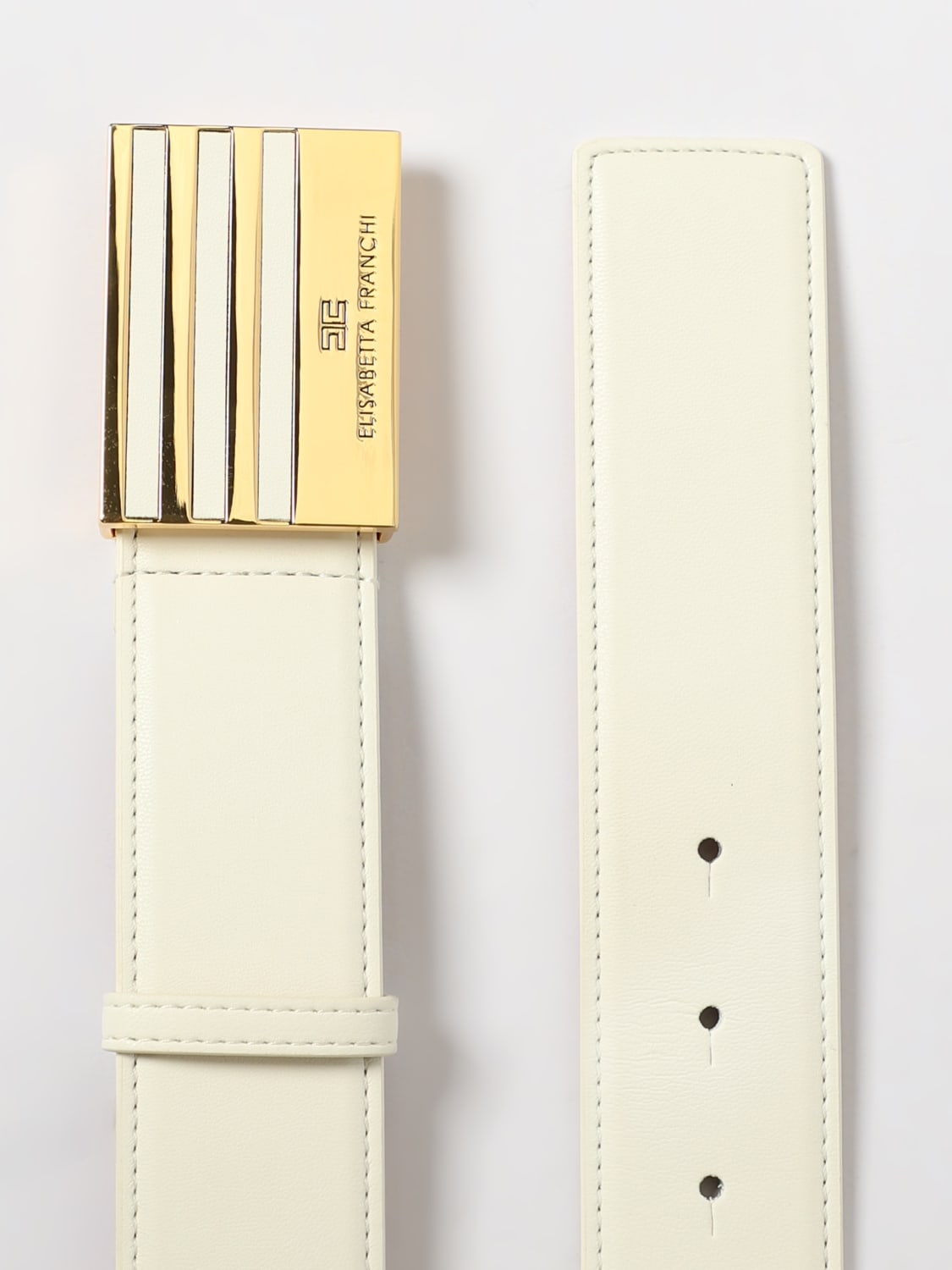 ELISABETTA FRANCHI CINTURÓN: Correas mujer Elisabetta Franchi, Marfil - Img 3