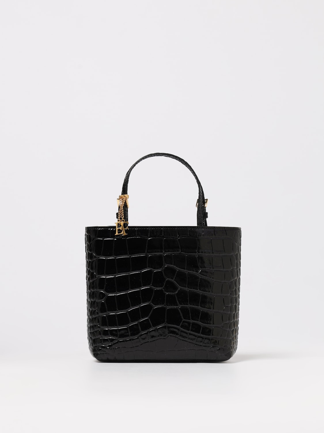 ELISABETTA FRANCHI BORSA MINI: Borsa Elisabetta Franchi in pelle stampa cocco , Nero - Img 1