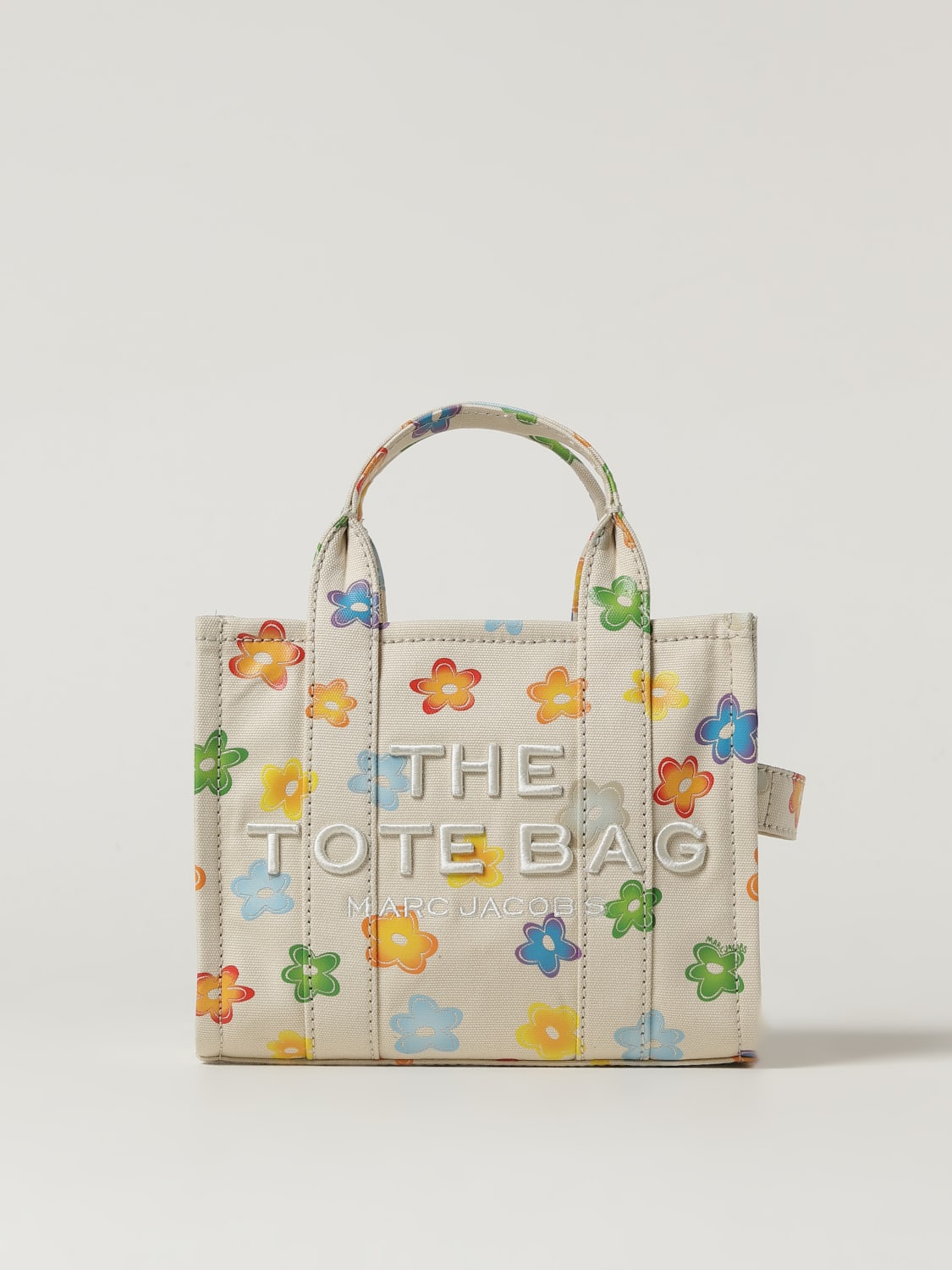 MARC JACOBS BORSA A MANO: Borsa The Tote Bag in cotone floreale Marc Jacobs, Bianco - Img 1