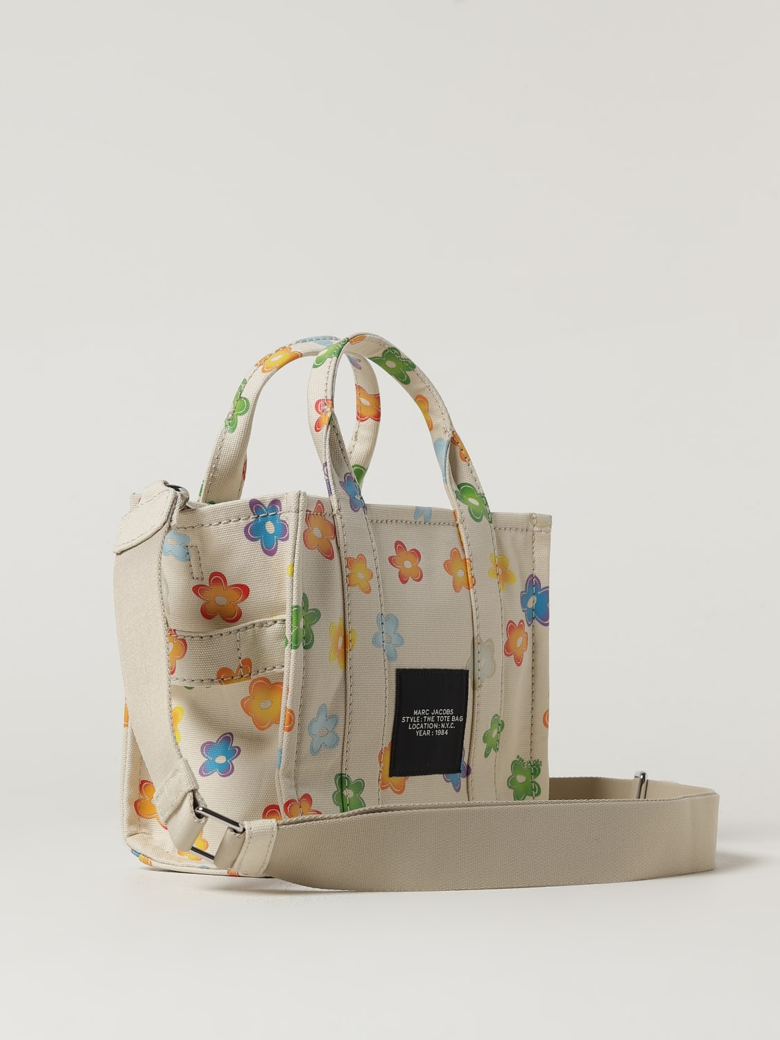 MARC JACOBS BORSA A MANO: Borsa The Tote Bag in cotone floreale Marc Jacobs, Bianco - Img 2