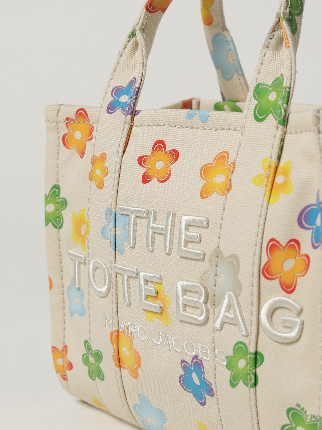 MARC JACOBS BORSA A MANO: Borsa The Tote Bag in cotone floreale Marc Jacobs, Bianco - Img 3