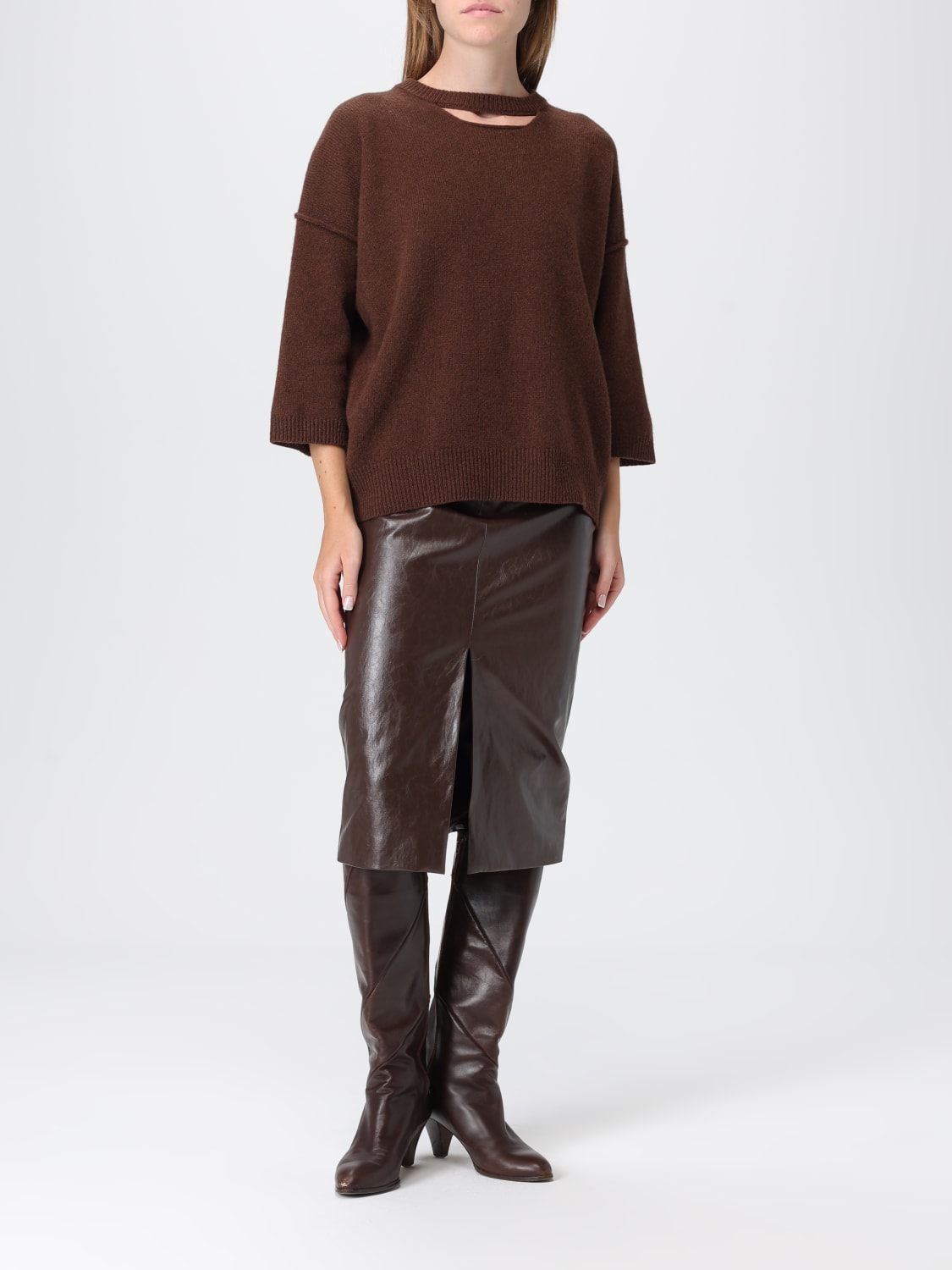 FEDERICA TOSI JUMPER: Sweatshirt woman Federica Tosi, Brown - Img 2