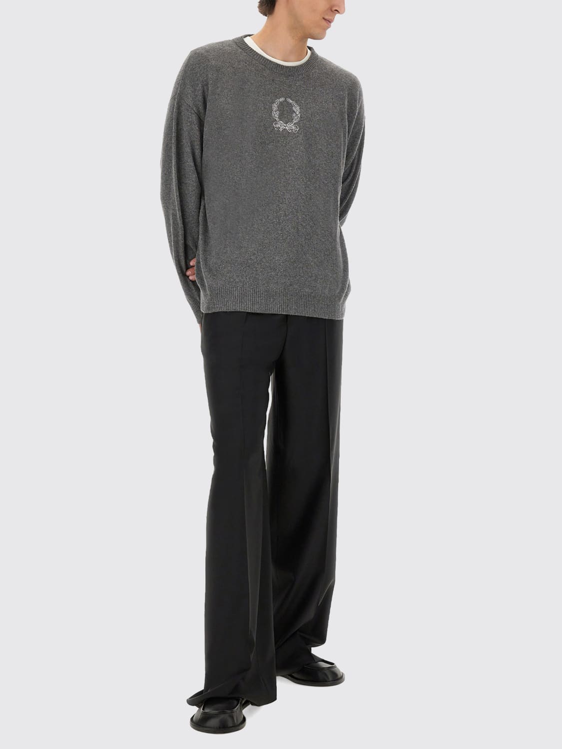 MOSCHINO COUTURE MAGLIA: Maglia a girocollo con logo Moschino Couture, Grigio - Img 2