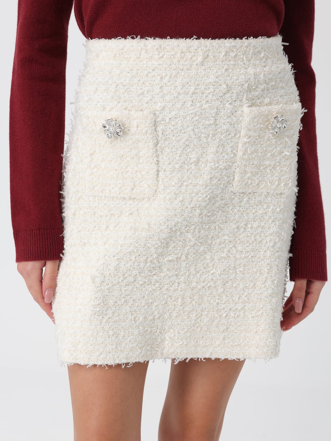 SELF-PORTRAIT JUPE: Jupe femme Self-portrait, Blanc - Img 4