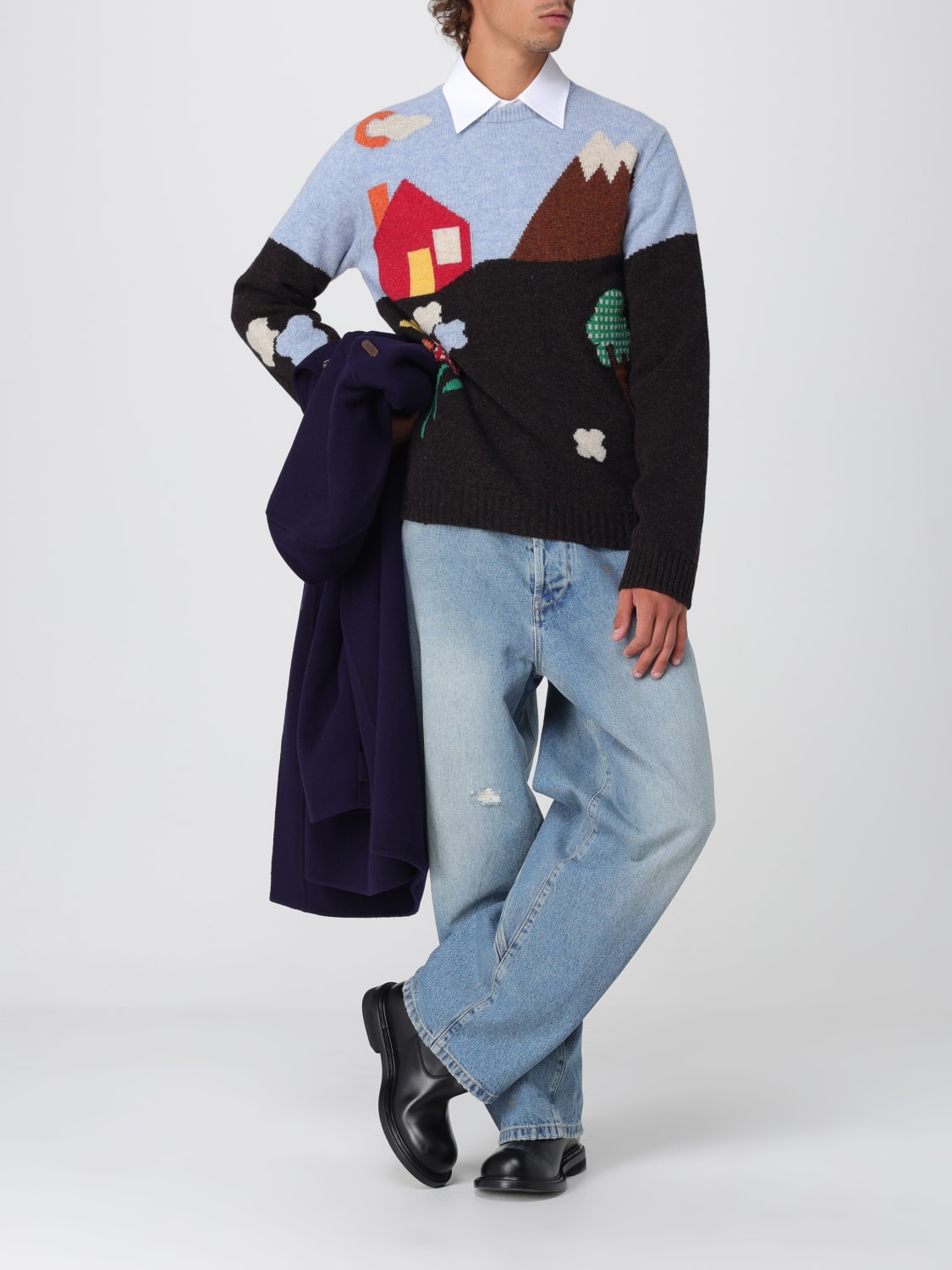 MOSCHINO COUTURE COAT: Coat men Moschino Couture, Blue - Img 2