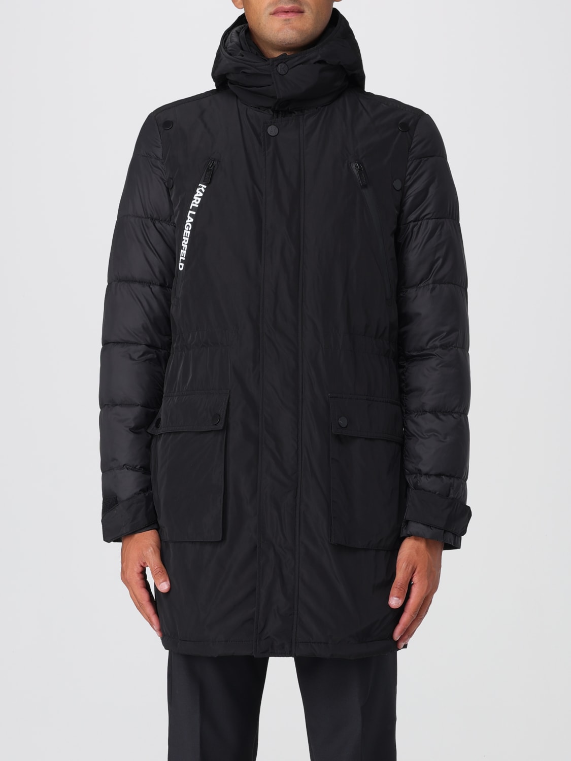 KARL LAGERFELD GIACCA: Piumino Karl Lagerfeld in nylon , Nero - Img 1