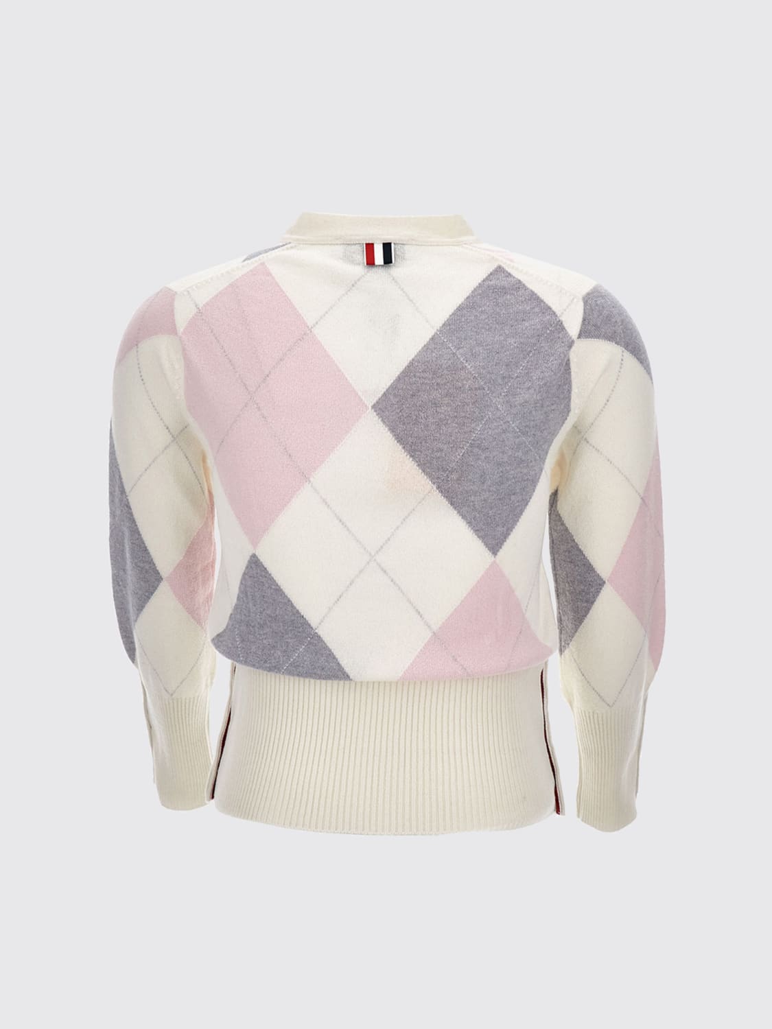 THOM BROWNE MAGLIA: Cardigan di cashmere a rombi Thom Browne, Bianco - Img 3