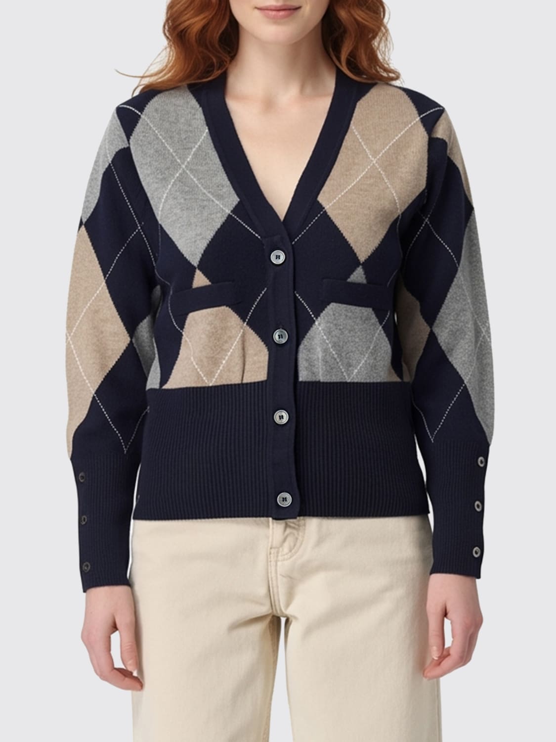 THOM BROWNE PULL: Pull femme Thom Browne, Bleu - Img 1
