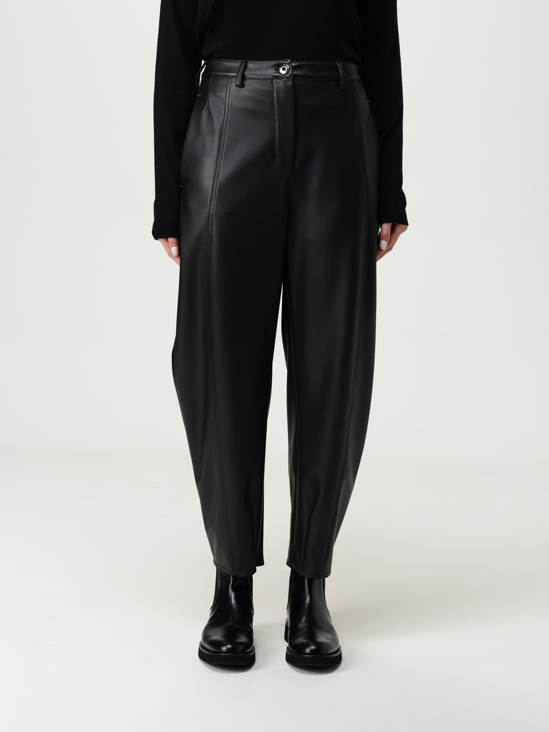 MM MAX MARA PANTALONI: Pantalone cropped MM Max Mara in pelle sintetica , Nero - Img 1
