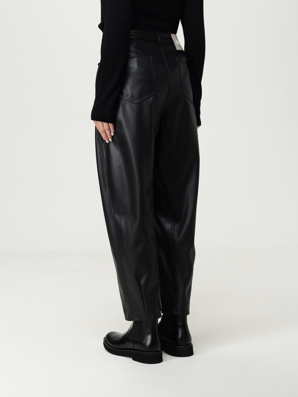 MM MAX MARA PANTALONI: Pantalone cropped MM Max Mara in pelle sintetica , Nero - Img 3
