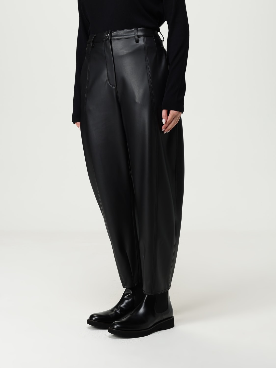 MM MAX MARA PANTALONI: Pantalone cropped MM Max Mara in pelle sintetica , Nero - Img 4