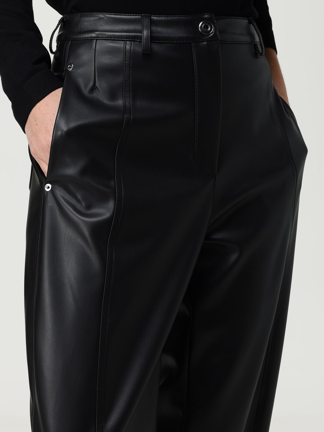MM MAX MARA PANTALONI: Pantalone cropped MM Max Mara in pelle sintetica , Nero - Img 5